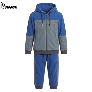 Survêtement deux pièces OEM épais, veste à capuche bleu roi avec détails graphiques et panneau latéral à motif assorti - Product Image 1