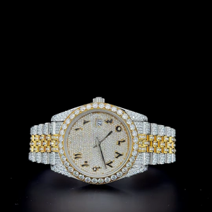 <b>Arabic</b> Dial Gold two tone luxury moissanite <b>watch</b> with Box Diamond Tester Certified VVS moissanite <b>Watch</b> with auto date feature - Product Image 1