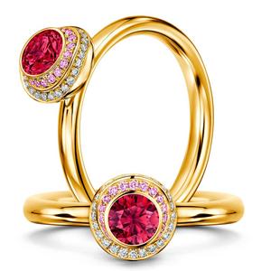 แหวนทองคำแท้ 18K ประดับทับทิม แหวนหมั้นแบบคลาสสิกสำหรับผู้หญิง - Product Image 2