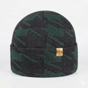 ZEDDISH CLOTHING Unisex Winter Knit Beanie Hat Custom Logo Casual Street Style Geometric Pattern 100% Wool Digital Printing Soft - Product Image 2