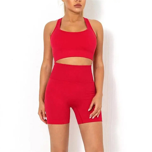 Ensemble soutien-gorge de sport sans coutures à maintien élevé pour femme, grandes tailles, pour entraînement et yoga, avec logo frontal, respirant, coussinets amovibles, Spandex/Nylon - Product Image 1