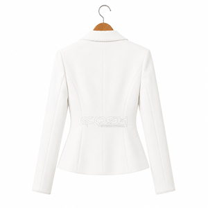 Cosh International Delta Sigma Greek Apparel - Blazer Blanco Cruzado de Manga Larga para Mujer, Chaqueta Formal de Algodón y Poliéster - Product Image 4