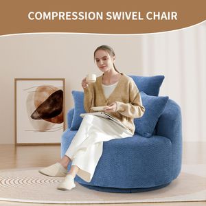 LY 031BL Poltrona Girevole Singola in Filato Lavorato all'Uncinetto con Imbottitura Completa in Spugna per Soggiorno - Product Image 2