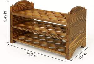 Wooden 3-Tier <b>Egg</b> Rack Storage Holder for Kitchen Counters Dishwasher Freezer Safe Organizes Brown/White <b>Eggs</b> Manual Use - Product Image 4