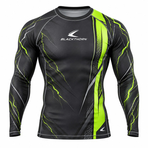 Lightweight Men's Compression Rash Guards UV Resistant <b>Long</b> <b>Sleeve</b> Eco-Friendly Athletic Wear for <b>Swimming</b> Surfing Hiking Custom - Product Image 3