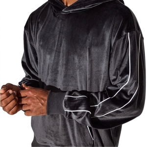 Sweat à capuche en velours 100% coton de luxe personnalisé pour homme, coupe classique, épais et chaud, pour l'automne et l'hiver - Product Image 2