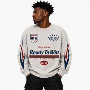 เสื้อยืดแขนยาวผู้ชาย Ready To Win คอกลม ผ้าคอตตอนเจอร์ซีย์ พิมพ์ลาย สวมใส่สบาย ทรงปกติ ความยาวปกติ - Product Image 6