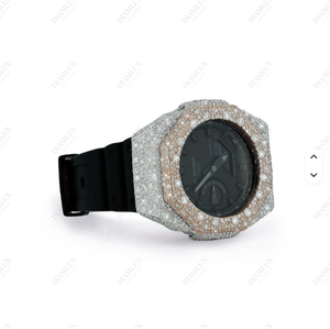 Montre de plongée G-Shock à deux tons avec grand cadran carré serti de diamants, bracelet en tissu, résistance à l'eau 5 BAR, montre-bracelet de mode haut de gamme - Meilleur prix - Product Image 2