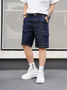 Pantalones Cortos Cargo para Hombre, Corte Recto Holgado, Pantalones Cortos Cargo de Mezclilla para Hombre con Personalización Completa - Product Image 4