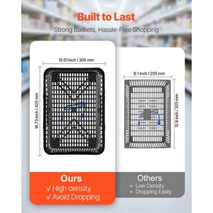 Cesti per la spesa impilabili in PE da 21 litri, 12 pezzi con manici, struttura a rete densa, capacità di 20 libbre per la spesa al supermercato - Product Image 2