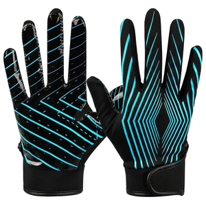 Guantes de Fútbol Americano para Adultos, Dedos Completos, Transpirables, con Cierre de Gancho y Bucle, Agarre Adhesivo de Silicona en la Palma, Personalizables para Entrenamiento en Equipo - Product Image 1