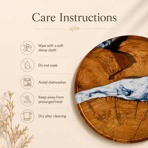 Luxury Handcrafted <b>Epoxy</b> Resin & Natural Acacia Wood Serving Tray with Premium Gold Metal Handles for <b>Coffee</b> <b>Table</b>, Kitchen - Product Image 4