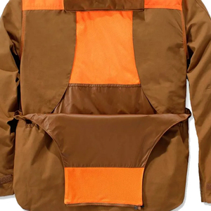 Chaqueta de caza marrón naranja estilo chaleco acolchado con cremallera y bolsillos - Product Image 4