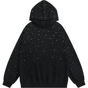 Sweat-shirt unisexe en coton 100% avec strass et cristaux, style streetwear, logo personnalisé, pour l'hiver, vêtement tendance - Product Image 2