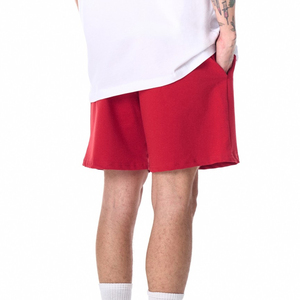 Pantalones Cortos Bermuda de Punto Rojos para Hombre, Cintura Media, Cordón Ajustable, Color Sólido, Transpirables, de Algodón - Product Image 4