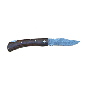 Cuchillo de Acero de Damasco con Hoja de Punta Caída y Mango de Madera, Cuchillo de Caza de Borde Recto, Espesor de 0.6mm, Hoja Fija, Cuchillos de Bolsillo - Product Image 1