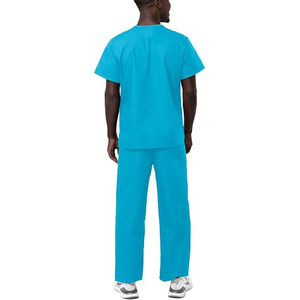 Ensemble de blouses bleues à col en V pour femmes, uniforme d'hôpital, 100% polyester tissé, vêtements de travail médicaux pour infirmières et médecins - Product Image 3