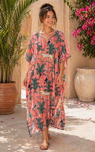 Women Designer Indian Cotton <b>Kaftan</b> <b>Long</b> Animal Print Loose Fit Dress Animal Print <b>Long</b> Lounge Wear - Product Image 5