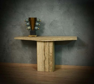 Mesa de Consola de Diseño Clásico y Ecológico con Tapa de Vidrio, Detalles en Bronce Pátin y Latón, Mueble de Diseño Contemporáneo para Sala de Estar - Product Image 3