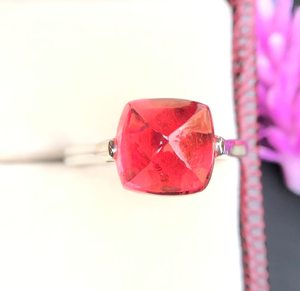 Natural Tourmaline Religious Engagement <b>Ring</b> 925 Sterling Silver 14K Gold Plated 10mm Sugarloaf Pink Tourmaline IGI Certified - Product Image 1