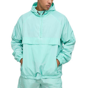 Vestes coupe-vent d'hiver de haute qualité Edoor Wears, prix d'usine, vente en gros, pull à demi-zip avec capuche et broderie sur le devant - Product Image 4