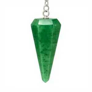 Péndulo de Cristal de Aventurina Verde Natural con Cadena Plateada, Gema Facetada para Radiestesia, Feng Shui, Reiki y Equilibrio de Chakras - Product Image 1