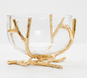 Elegante Tazón Decorativo con Adorno de Asta Dorada, Pieza Decorativa de Vidrio Hecha a Mano para Exhibición en Mesa, Estilo Glamuroso para Decoración del Hogar - Product Image 1