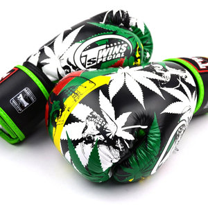 Nouveautés : Gants de boxe en cuir vert personnalisables avec logo, à fermeture auto-agrippante, pour le kick-boxing et les arts martiaux - Product Image 2
