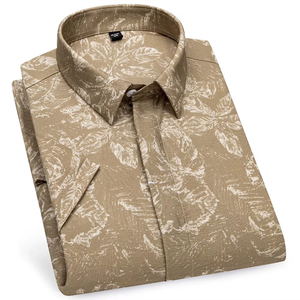 Chemises hawaïennes décontractées pour hommes à manches courtes en rayonne par sublimation, motif feuilles, pour les vacances à la plage - Product Image 1