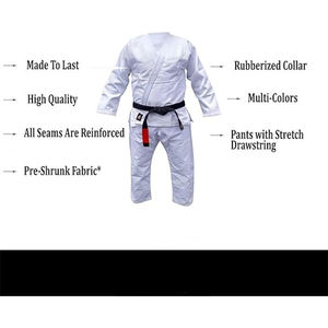 ชุดยูโดคาราเต้เทควันโดศิลปะการต่อสู้แบบขายส่ง แจ็คเก็ตและกางเกงสีขาวพร้อมเข็มขัดสีขาวสำหรับบราซิลเลียนยิวยิตสู - Product Image 5