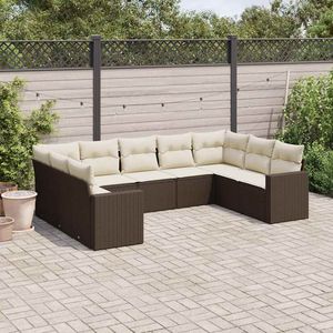 Ensemble de salon de jardin 9 pièces en rotin PE marron avec acier thermolaqué, meubles de jardin durables et élégants - Product Image 1