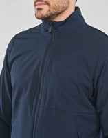Veste softshell bleu marine pour homme, col montant, fermeture éclair, coupe-vent, décontractée, pour l'automne, coupe régulière, polyester tricoté