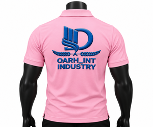 <b>Pink</b> Men's Cotton <b>Polo</b> <b>Shirt</b> Short Sleeve Embroidery Logo Front Casual Solid Color Breathable Knitted - Product Image 2
