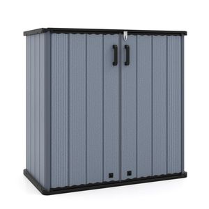 Casetta da Giardino in Metallo Grigio da 23,5 Piedi Cubi con Porta Lucchettabile e Telaio in PP HDPE - Product Image 4