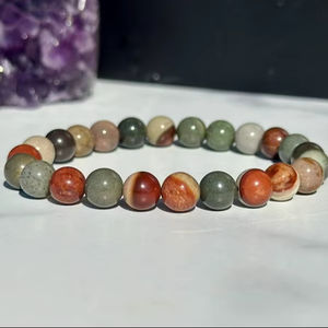 Pulsera Unisex de Jaspe Policromado Hecha a Mano, Ágata Muntaha de Exportación, Cristal Natural de Primera Calidad, Tema Amor, Estilo Feng Shui - Product Image 6