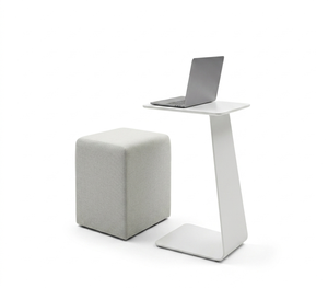 Modern White Metal Laptop <b>Side</b> <b>Table</b>, Minimalist Z Shape <b>Sofa</b> End <b>Table</b> for Office Living Room Bedroom Furniture - Product Image 1