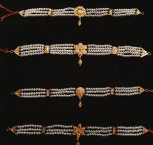 Collier ras-de-cou en or massif 22 carats avec perles artificielles multi-brins, bijoux ethniques indiens pour mariage, cadeau de mariage - Product Image 3