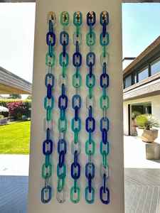 Cortina de Eslabones Acrílicos, Separador de Ambientes, Mosquitera de Plástico, Panel Divisor Colgante, Degradado Morado y Amarillo, Cadenas de PVC Enlazadas - Product Image 6