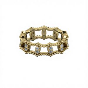 Anillo de Eternidad con Cuentas de Tres Piedras en Plata de Ley 925 con Baño de Oro Vermeil de 18K, Diseño de Círculo Infinito Retorcido, Joyería Fina - Product Image 1