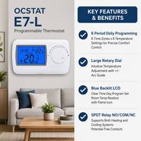 Termostato Digital Programable de 6 Periodos con Dial Giratorio, Alimentado por Batería, Controlador de Calefacción y Refrigeración para Sistemas HVAC de Hoteles
