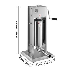 Embutidora manual de salchichas de doble velocidad 11 LBS/5 L, de acero inoxidable, vertical, con elemento calefactor para embutidos - Product Image 1