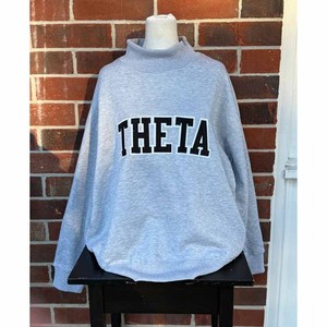 ODM Women <b>Mock</b> <b>Neck</b> Sweatshirt Premium Chenille Theta Embroidery Greek Letter Cotton Blend Fleece Crew <b>Neck</b> Pullover - Product Image 1