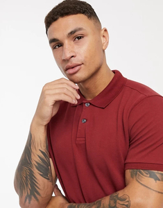 Polo de Manga Corta Rojo Sólido para Hombre, Algodón Oxford, Estilo Casual, Antiarrugas, Diseño con Botones - Product Image 3