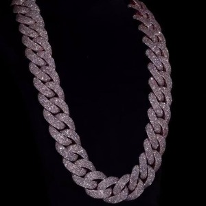 Collar de Plata de Ley 925 con Cadena Cubana de Moissanita y Diamantes Personalizado al por Mayor, Estilo Hip Hop, para Minoristas de Joyería - Product Image 2