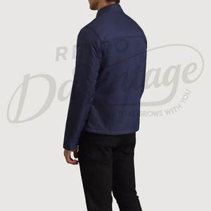 Chaqueta de invierno azul marino para hombre, moderna, con cuello alto, acolchada, de corte ajustado, informal, cálida, con cierre de cremallera. - Product Image 2