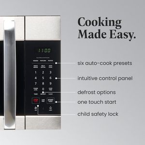 Horno microondas de sobremesa, 1.7 Cu. Pies 1000W - Recalefacción automática, Cocción en varias etapas, Función de derretir/ablandar, Bloqueo de seguridad para niños - Product Image 3