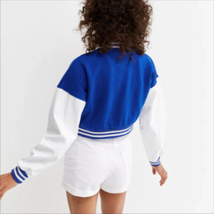 Veste universitaire personnalisée en patchwork pour femme, style streetwear, boutonnée, respirante, en toile et laine, pour femmes, style high street - Product Image 6