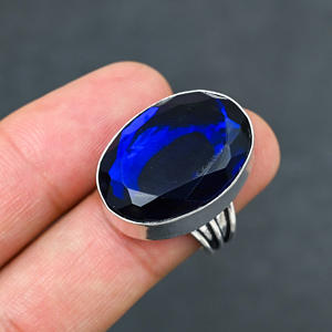 Anillo de Zafiro Azul con Plata 925, Joyería de Lujo para Fiestas - Product Image 1