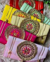 Dompet Clutch Sutra Bordir Buatan Tangan India, Hadiah Pernikahan, Amplop Uang Ramadan, Souvenir Pesta Diwali Haldi Mehndi