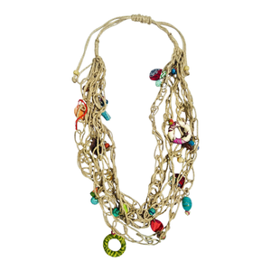 Collar llamativo con borlas de bolas chapadas en oro, hecho a mano, estilo bohemio para mujer, con perlas de imitación, ecológico, para compromiso - Product Image 4